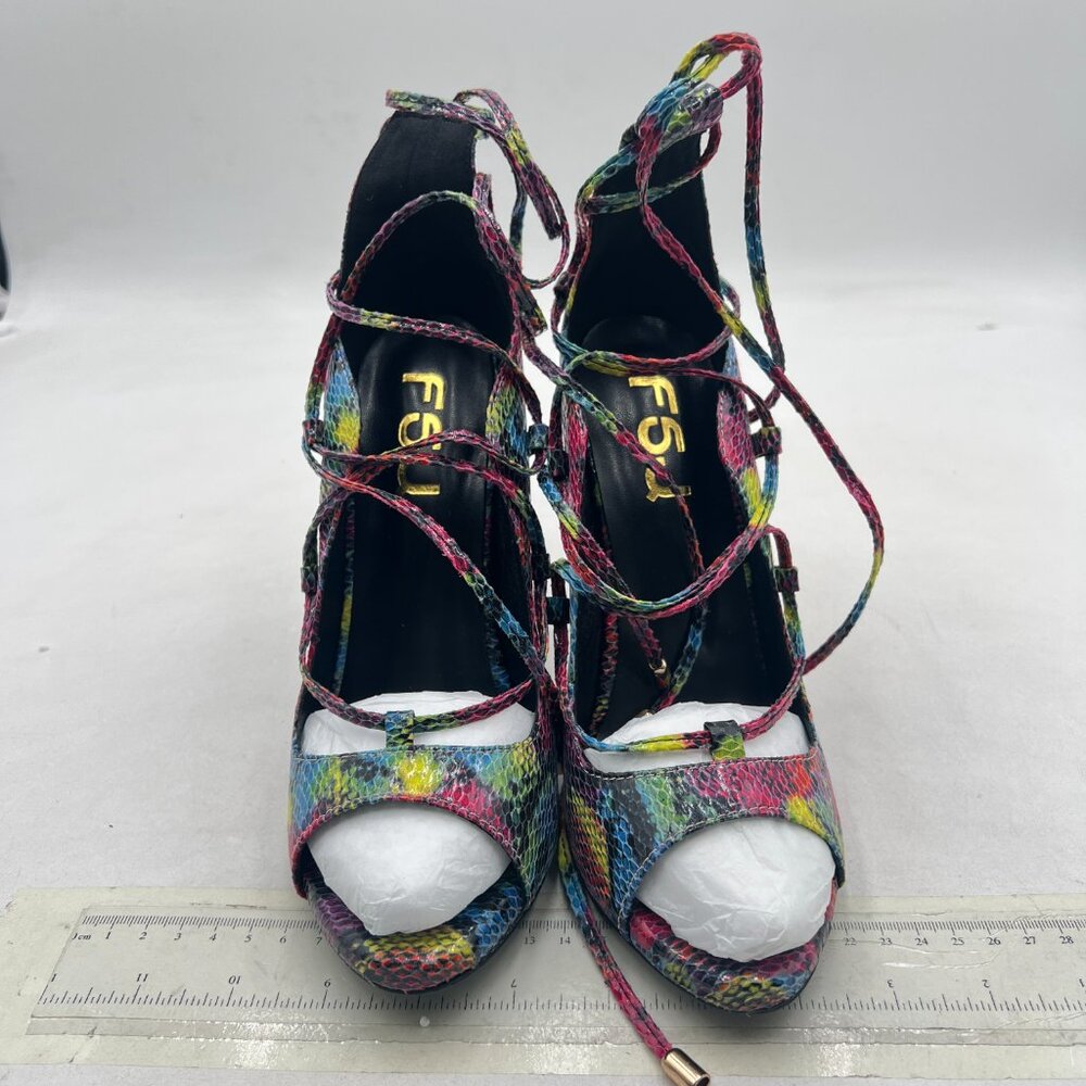 Fsj Multicolor Python Strappy Open-Toe Stiletto H… - image 3